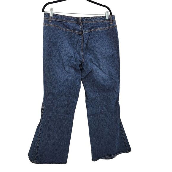 Vintage 80's Venezia High-rise Flare Jeans 16 Dark Wash Button Fly Smooth Bootie - Picture 5 of 16
